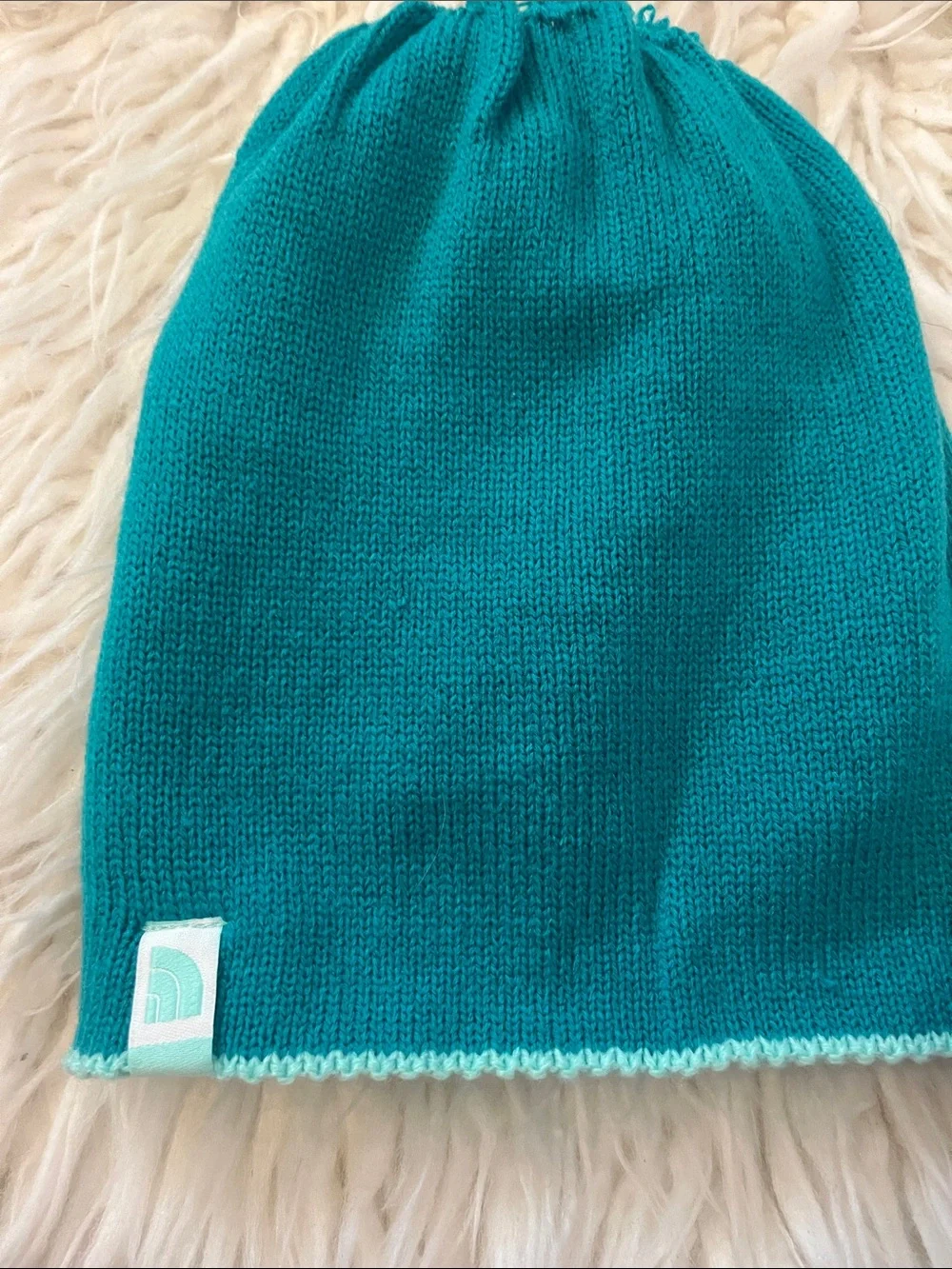 The North Face Mint & Teal Green Open-Stitch Kids Beanie Size Small